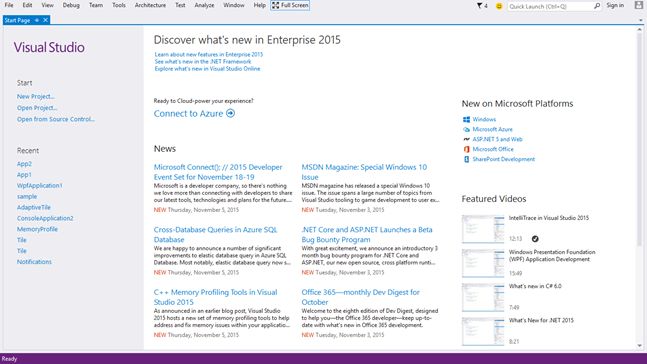 Run Visual studio full screen 